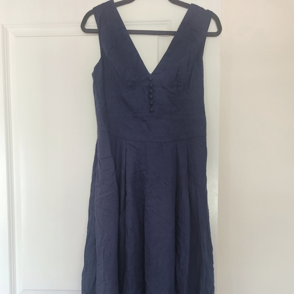 Linen Fit and Flare Maxi Dress